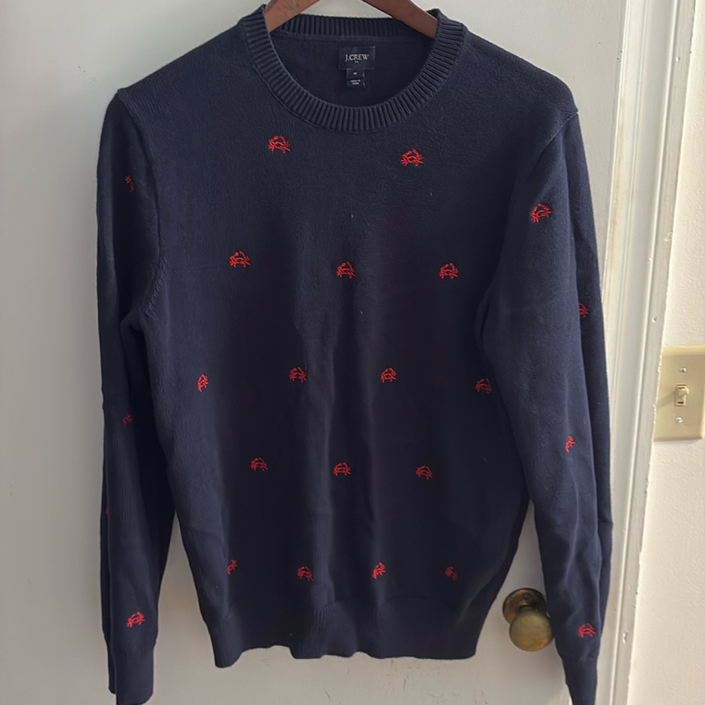Men’s JCREW navy blue lobster crew neck sweater